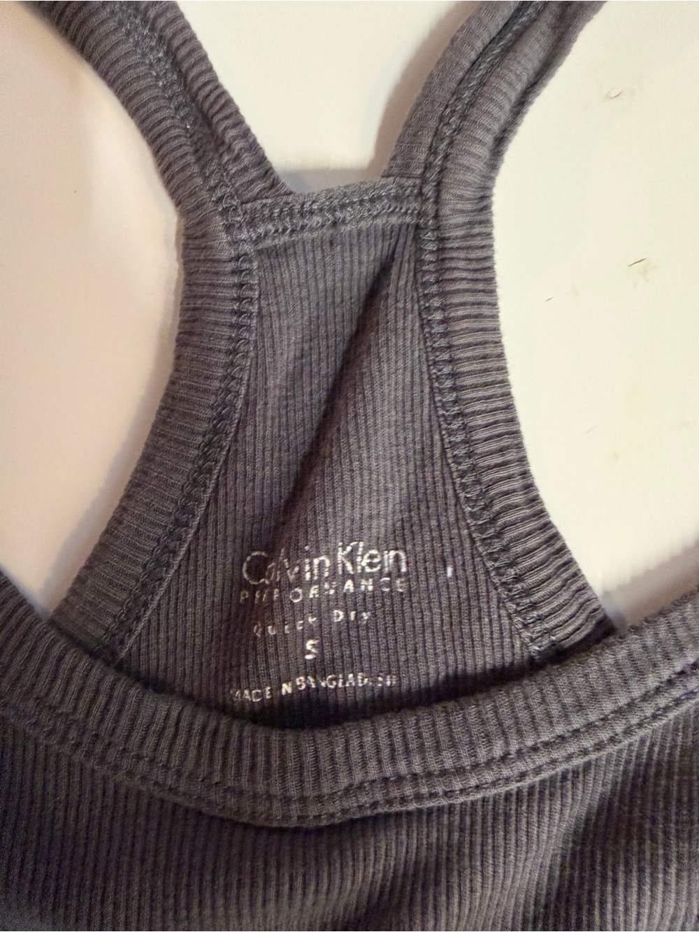 Calvin Klein Performance Charcoal Ribbed Racerback Tank - Picture 2 of 3